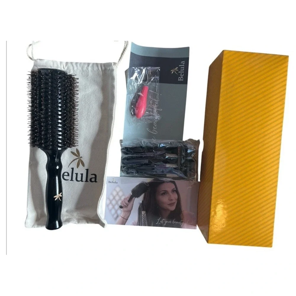 Belula Round Hair Brush Set w/ Clips & Travel Bag – New‎ in Box